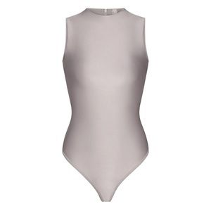 Skims Disco Sleevless Mock Neck Bodysuit Silver